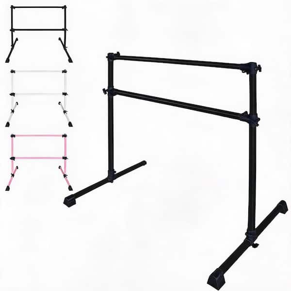 Portable Ballet Barre 48 in. Black Steel Adjustable Height 6.7-46 in. for Dance Practice Unassembled