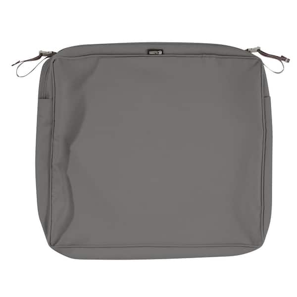 Classic Accessories Montlake FadeSafe 25 in. W x 23 in. D x 5 in. H Rectangular Patio Seat Cushion Slip Cover in Light Charcoal Grey