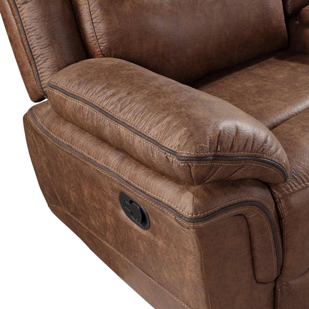 Ryland Brown Microfiber Glider Recliner with Manufactured Wood Frame