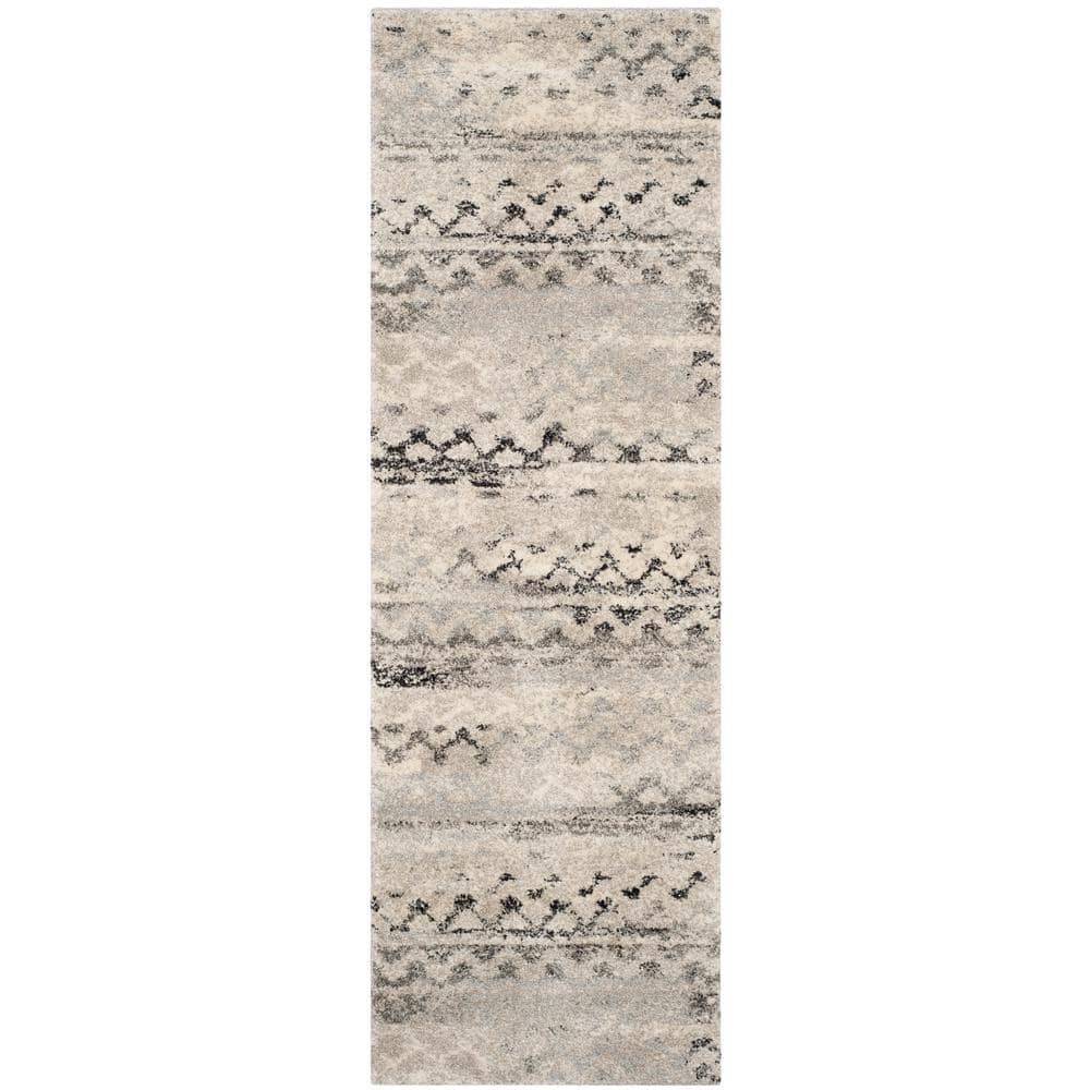 Abstract Shag Luxe Gray Synthetic 27" Area Rug