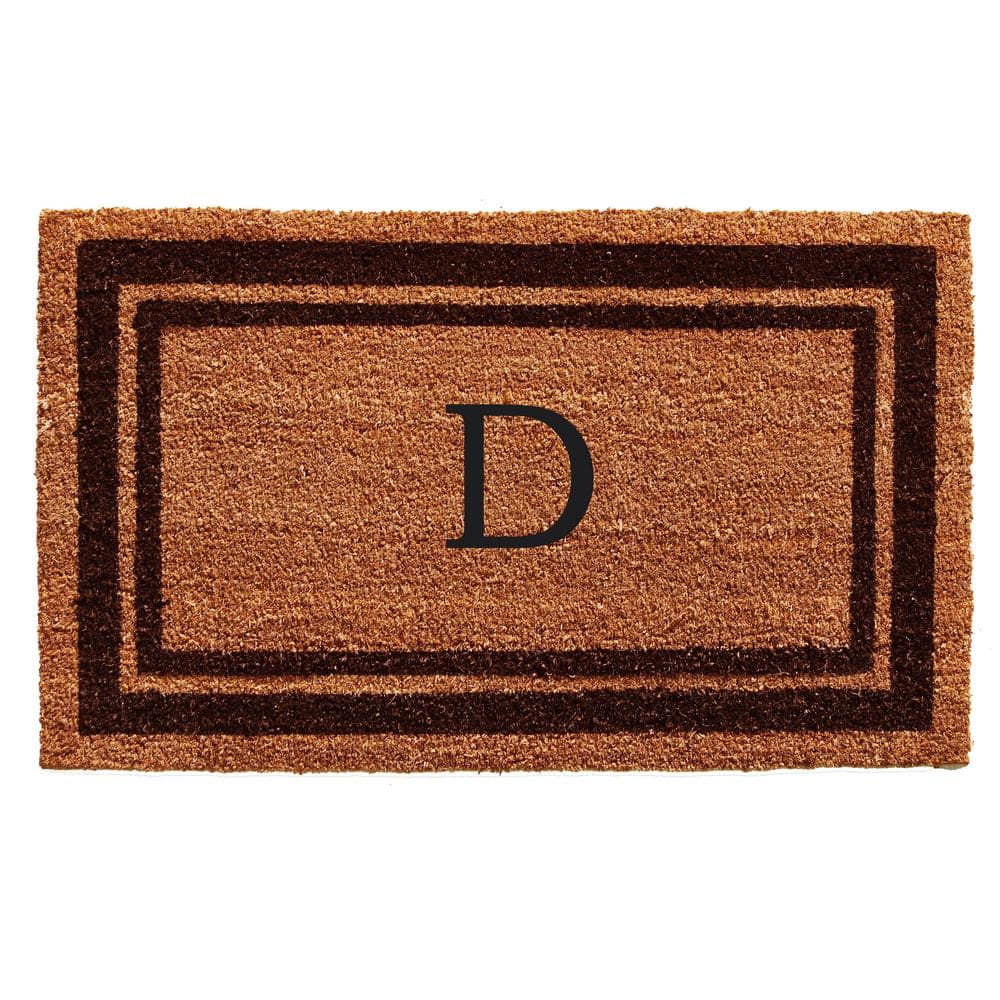 Calloway Mills Brown Border Monogram Door Mat 24 in. x 36 in. (Letter D ...