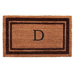 Brown Border Monogram Door Mat 24 in. x 36 in. (Letter D)