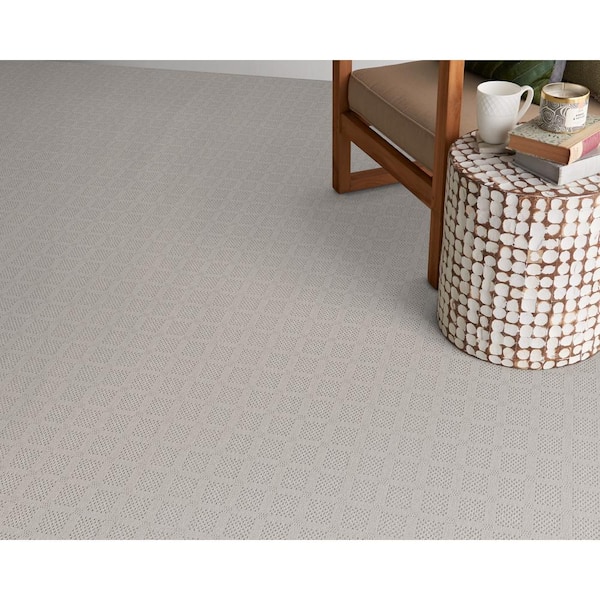 Desert Springs - Stone - Blue 13.2 ft. 33.94 oz. Wool Pattern Installed Carpet