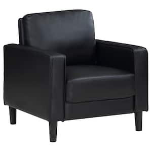 Ruth Black Upholstered Track Arm Faux Leather Accent Chair