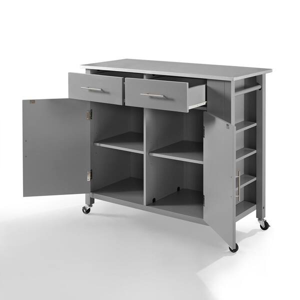 CROSLEY FURNITURE Savannah Gray with Stainless Steel Top Full-Size