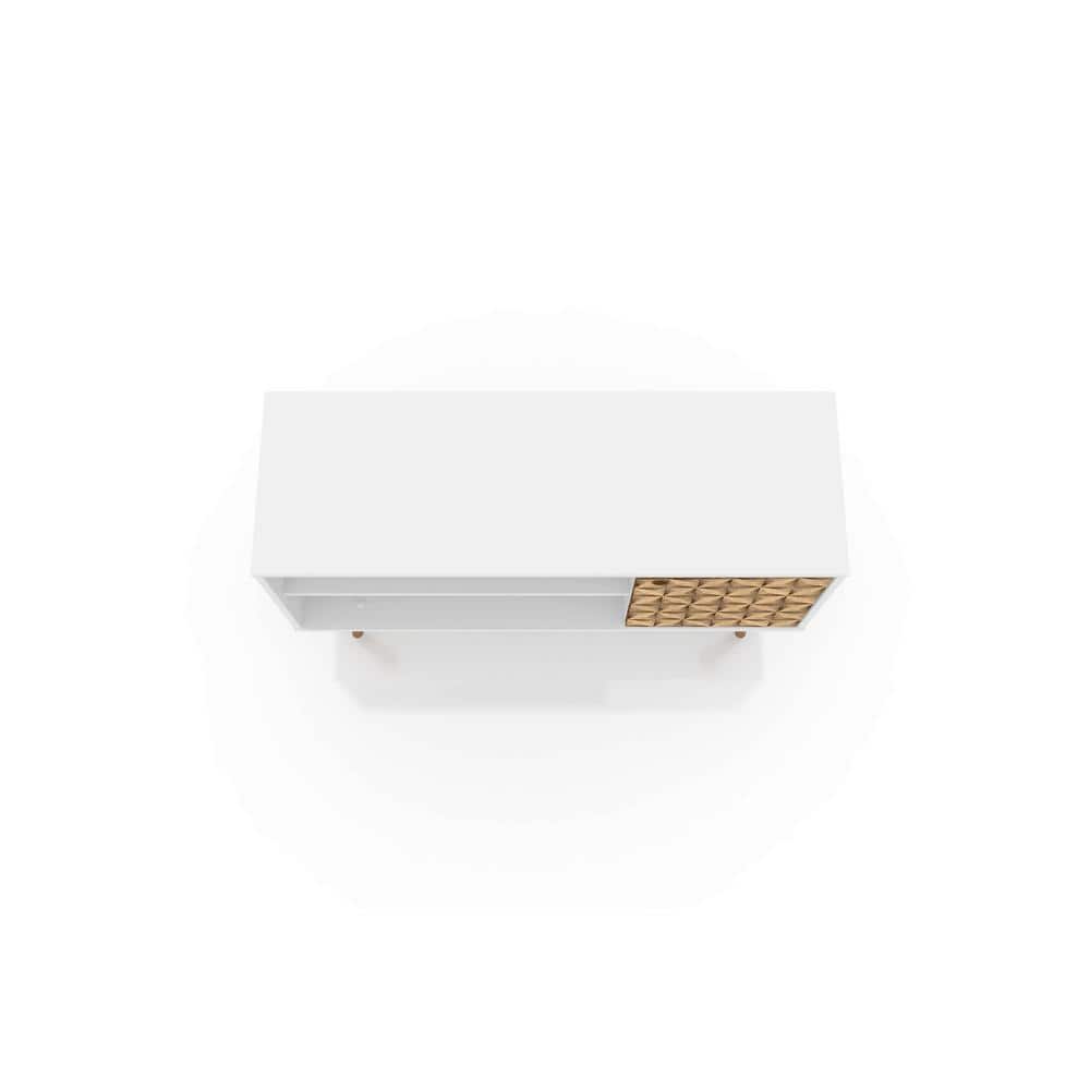 Liberty 42" Mid-Century Modern White TV Stand with Cabinet and Shelves