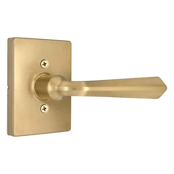 Wilshire Brushed Gold Dummy Door Lever with Rectangle Rose