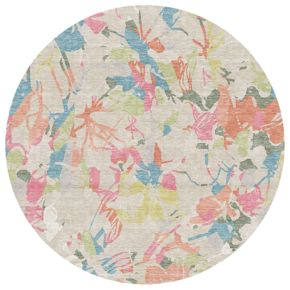 Chantille Machine Washable Indoor/Outdoor Abstract ACN3005 Beige 8 ft. x 8 ft. Round Rug price history on PriceWatchPro