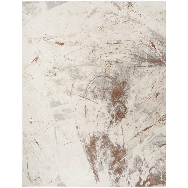 Desire Cream Grey 9 ft. x 12 ft. Abstract Contemporary Area Rug