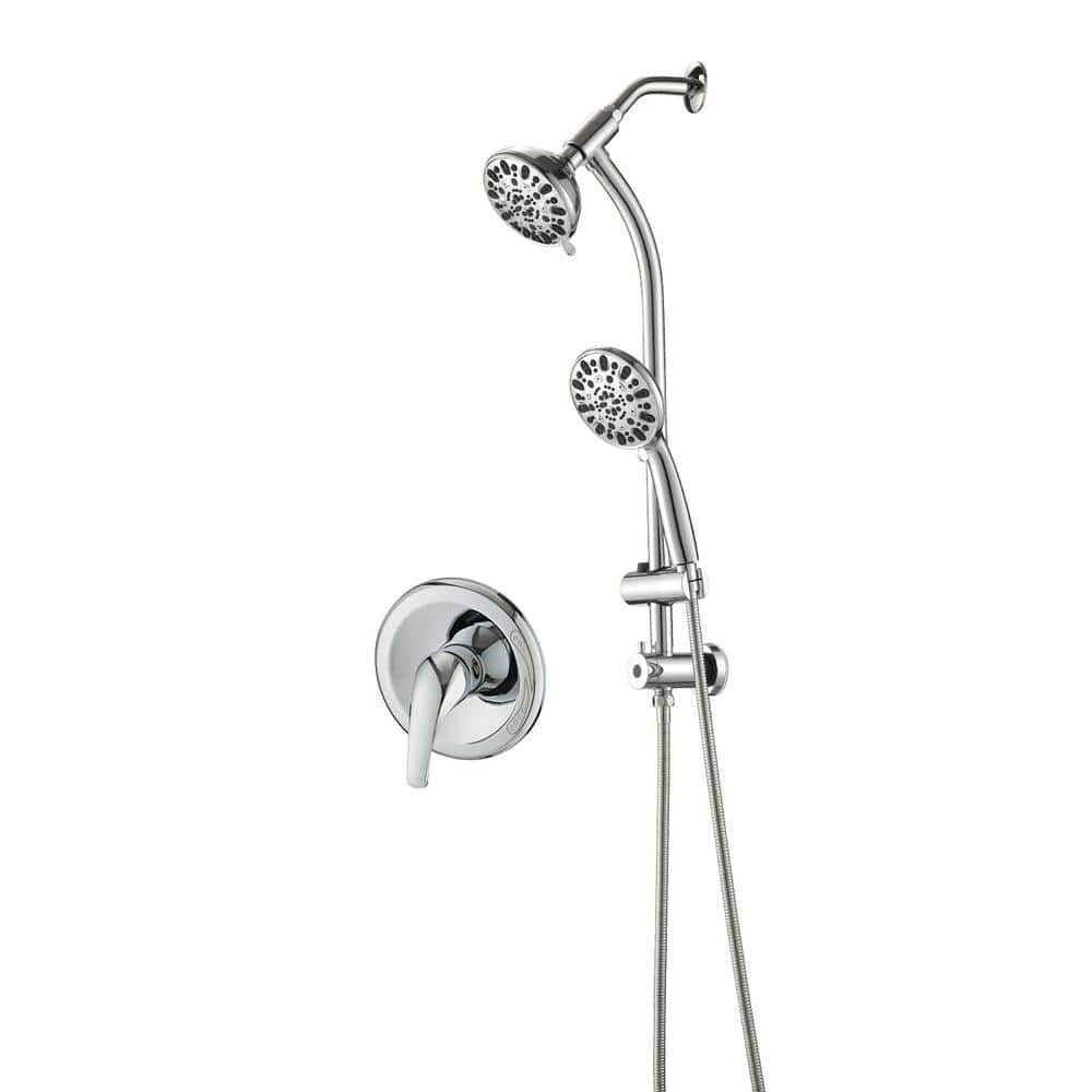 PROOX 7-Spray Patterns with 1.8 GPM 5 in. Wall Mount Dual Shower Heads ...