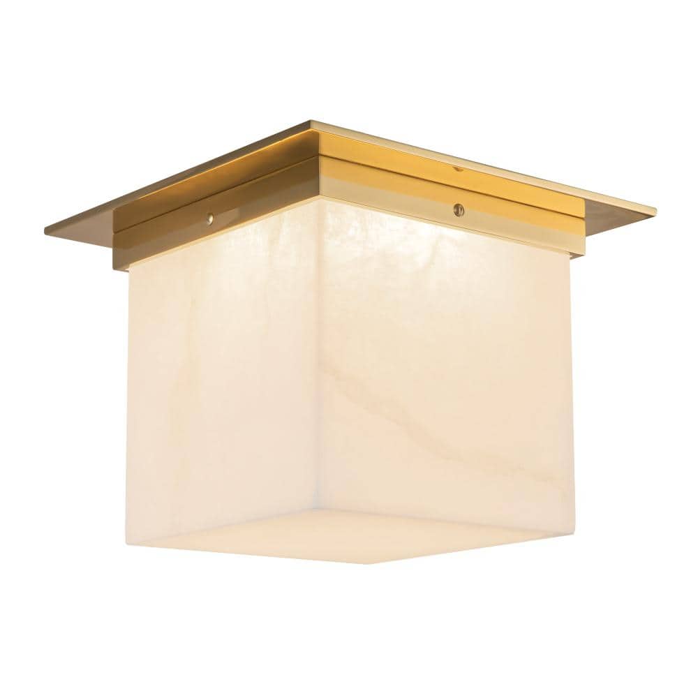Mineral 11-in (9-in Height) Alabaster Square Flush Mount with Patina Brass Finish price history on PriceWatchPro
