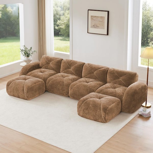 Boyel Living 110.6 in. Velvet L-Shaped Modular Sectional Sofa in