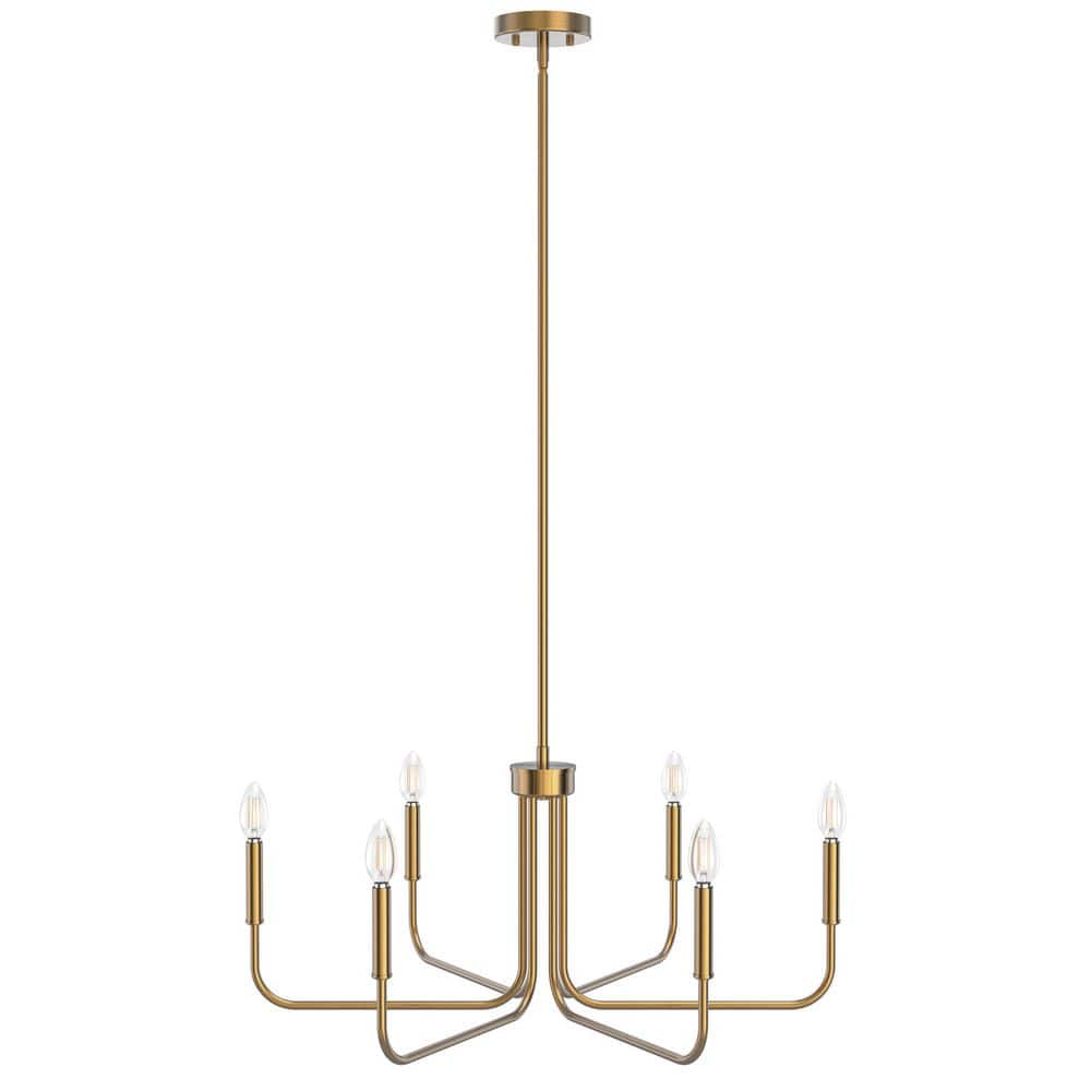 Emeritpro 6-Light Copper-Plated Candle Chandelier with E12 Socket