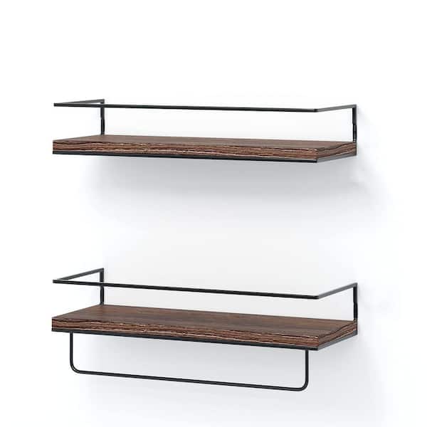 Unbranded 16 in. x 6 in. x 4 in. Dark Brown Floating Shelf (Set of 2)