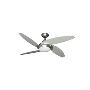 Tuscan 52 in. LED Satin Steel Ceiling Fan and Light with Remote Control