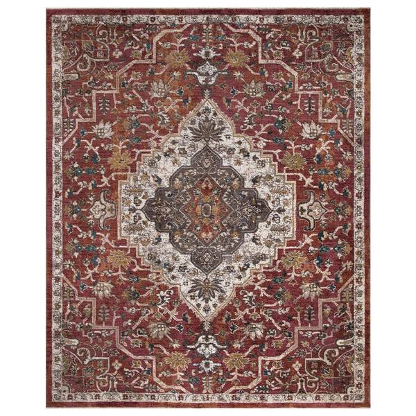 PRIVATE BRAND UNBRANDED Bazaar Heriz Medallion Red 8 ft. x 10 ft. Area