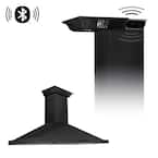42" Wall Mount Range Hood in Black Stainless Steel with Built-In CrownSound Bluetooth Speakers