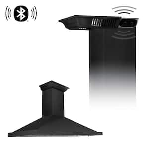 42 in. 400 CFM Ducted Vent Wall Mount Range Hood in Black Stainless Steel w/ Built-in CrownSound Bluetooth Speakers
