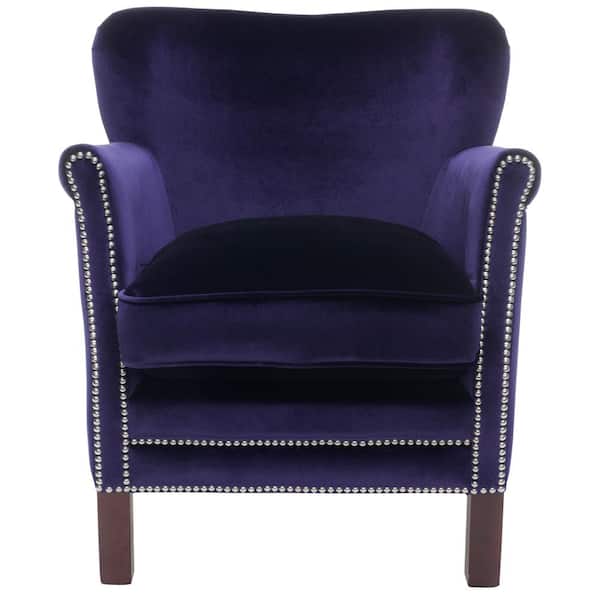 Safavieh Jenny Royal Blue/Cherry Mahogany Velvet Polyester Arm Chair