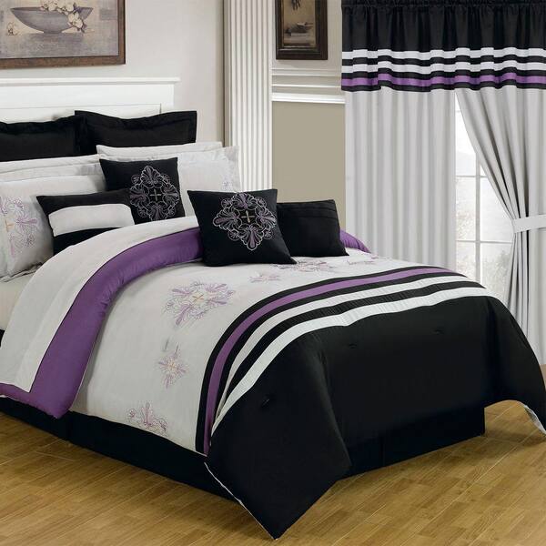 Lavish Home Rachel 24-Piece Black Queen Comforter Set