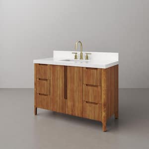 Sequoia 48 In. W x 22 in. D x 34.4 in. H Single Sink Bath Vanity in Mango Wood With White Quartz Top With Gold Faucet