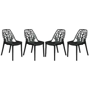 Cornelia Solid Black Plastic Dining Chair Set of 4