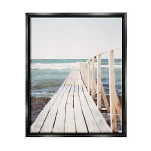 Waterfront Beach Dock Private Pier Photography by Leah Straatsma Floater Frame Nature Wall Art Print 21 in. x 17 in.