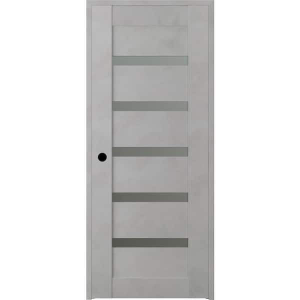 Belldinni Vona 07-04 28 in. x 80 in. Right-Hand 5-Lite Frosted Glass Solid Core Light Urban Wood Single Prehung Interior Door