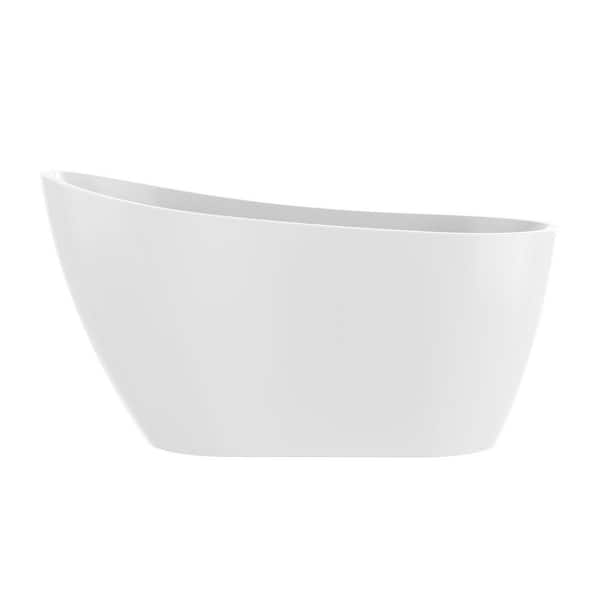54 in. Acrylic Flatbottom Freestanding Bathtub in White/Matte Black