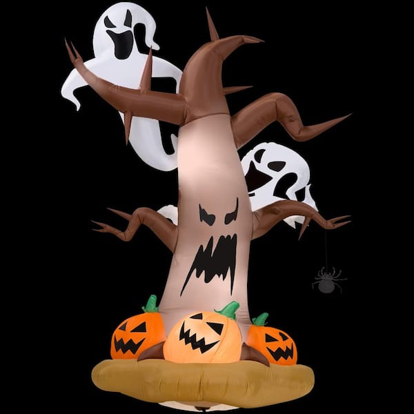 Gemmy 8 ft. Tall Dead Tree with Ghost and Pumpkins