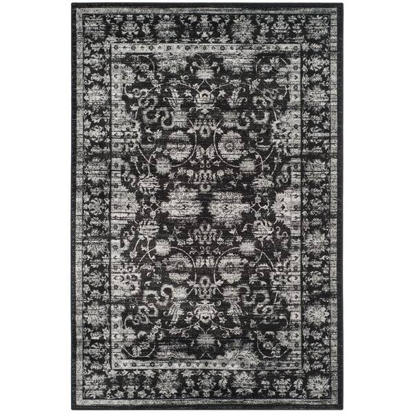 SAFAVIEH Vintage Black/Light Grey 4 ft. x 6 ft. Border Area Rug