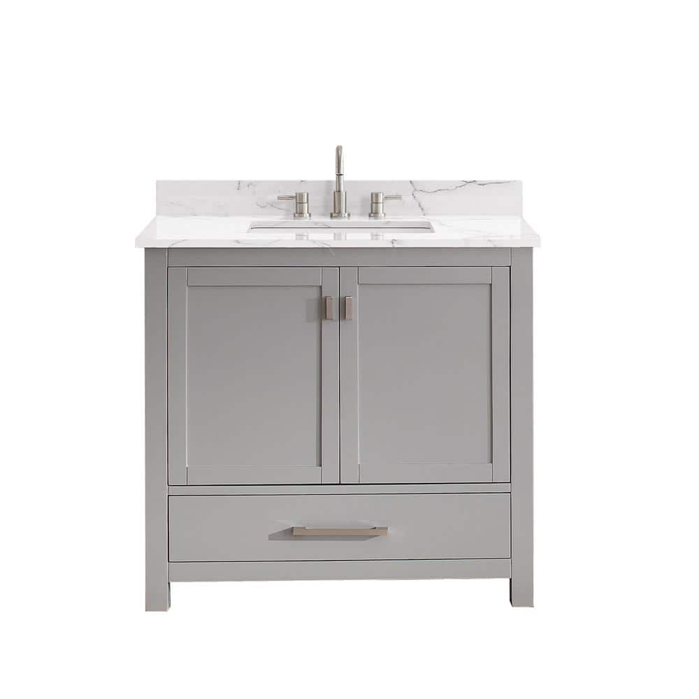 Avanity Modero 37 in. W x 22 in. D Bath Vanity in Chilled Gray with Engineered Stone Vanity Top in Cala White with White Basin -  MOD-VS36-CG-E