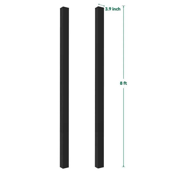 8 ft. Heavy Duty Inground Black Aluminum Posts for Double Gates Robust Support (2-Pack)