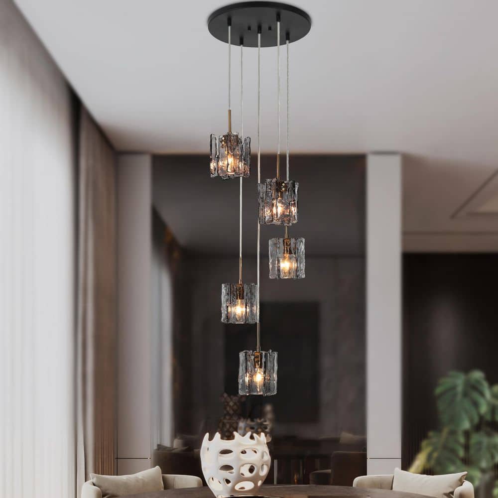 LNC Echonalyri Modern 5-Light Black and Plating Brass