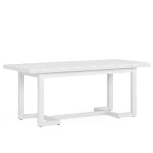 Moronia 62.25 in. White Executive Desk Modern Writing Desk Meeting Table with White Heavy Duty Solid Wood Legs