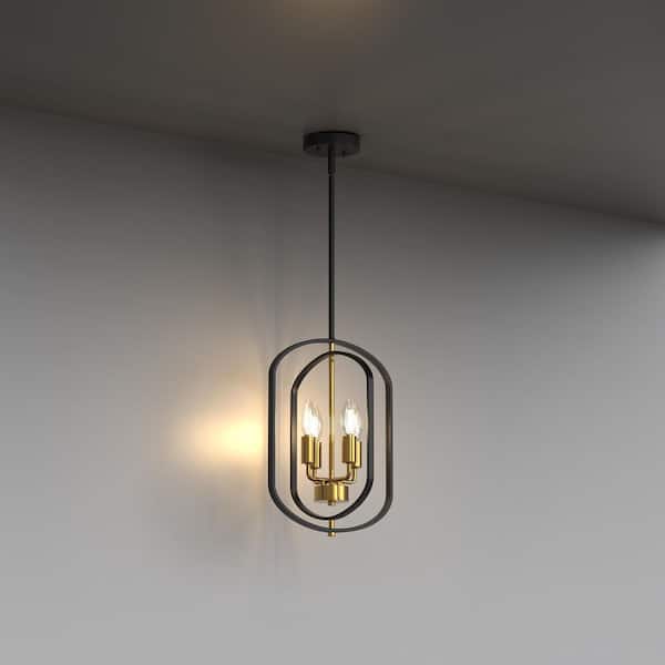 Emeritpro 4-Light Modern Black & Gold Branch Chandelier with Metal