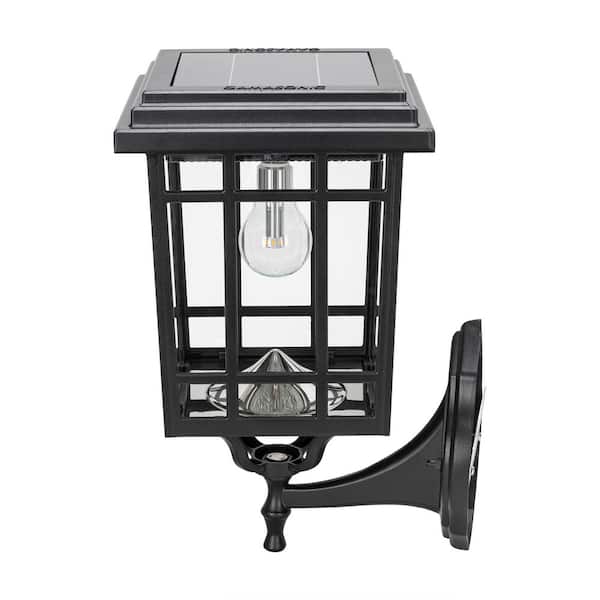 GAMA SONIC Grand Prairie Bulb Single Black Outdoor Solar Post