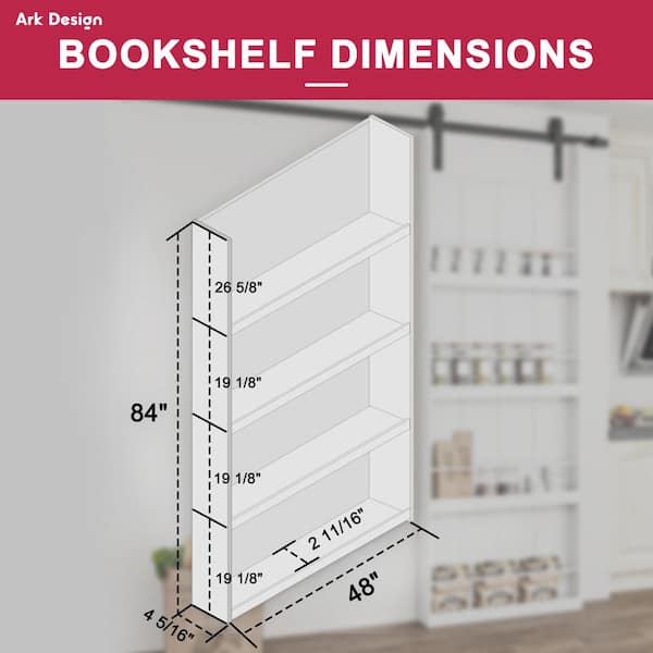 96 in. x 84 in. White Primed Composite MDF Shelves Sliding Barn Door with Hardware Kit and Soft Close