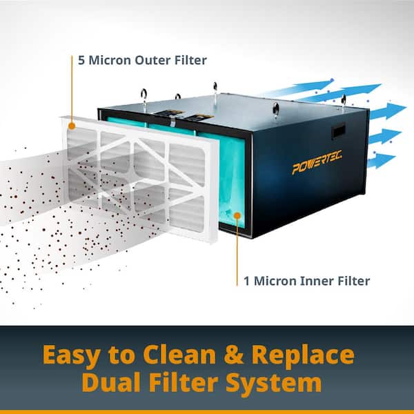 1 Micron Inner Filters for AF1044, AF1045 and WEN 3417, AF1270 Air Filtration (2-Pack)