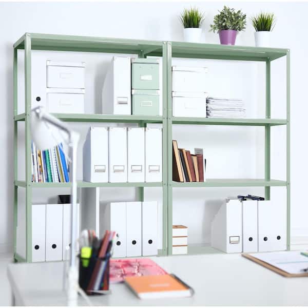 5-Tier Powder-Coated Metal Decorative Household Storage Shelving Unit in Light Green (36 in. W x 69 in. H x 12 in. D)