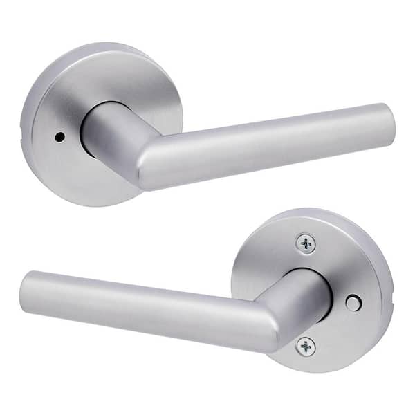 Kwikset Milan Satin Chrome Round Bed/Bath Reversible Door Handle