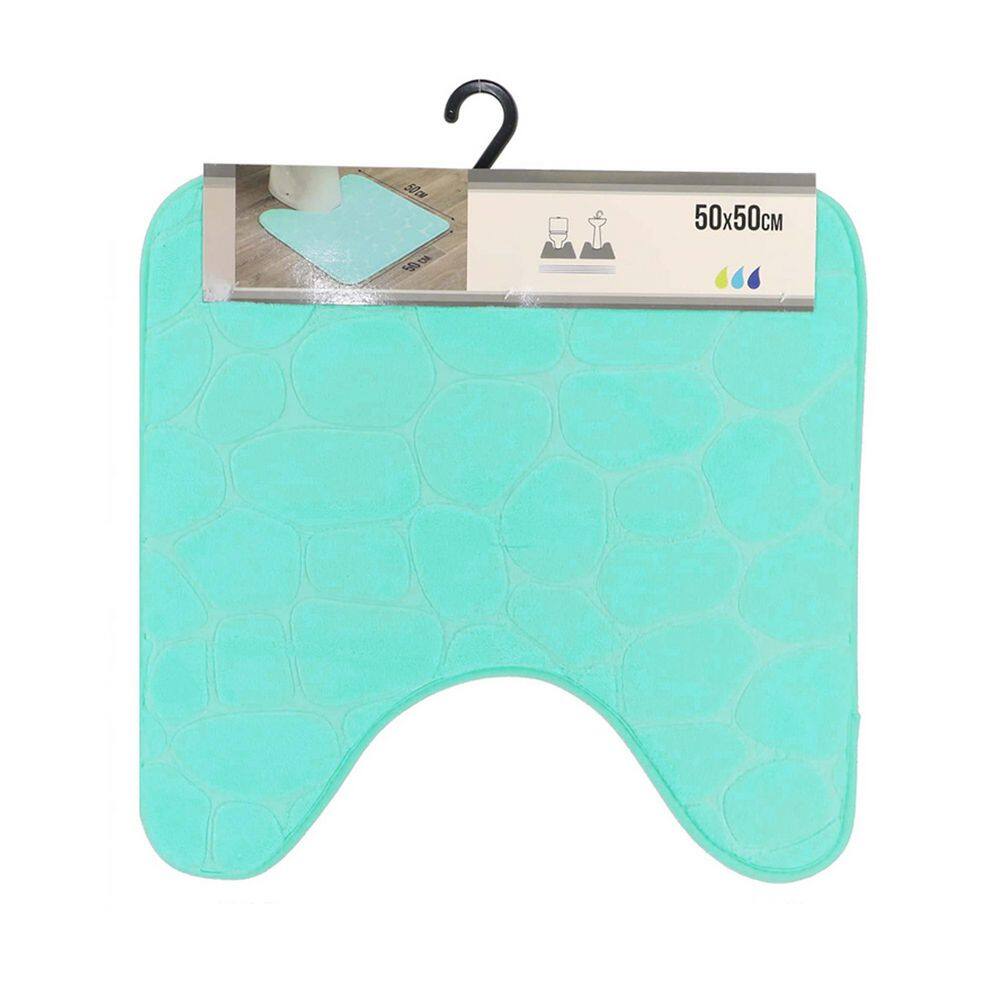 Aqua Blue Memory Foam Contour Bath Mat with 3D Pebble Design