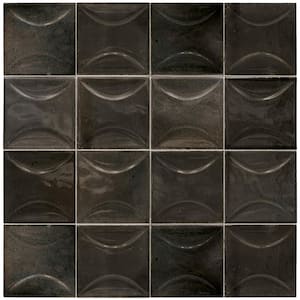 Antiek Black 3.94 in. x 3.94 in. Glossy Ceramic Square Deco Wall Tile (5.39 sq. ft./case) (50-pack)
