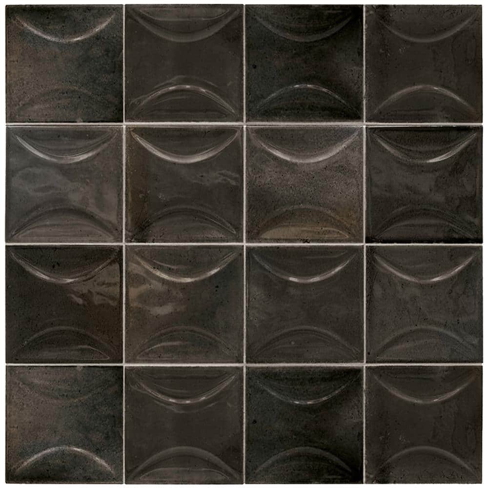Antiek Black 3.94 in. x 3.94 in. Glossy Ceramic Square Deco Wall Tile Sample (0.11 Sq. ft./case) (1-pack) price history on PriceWatchPro