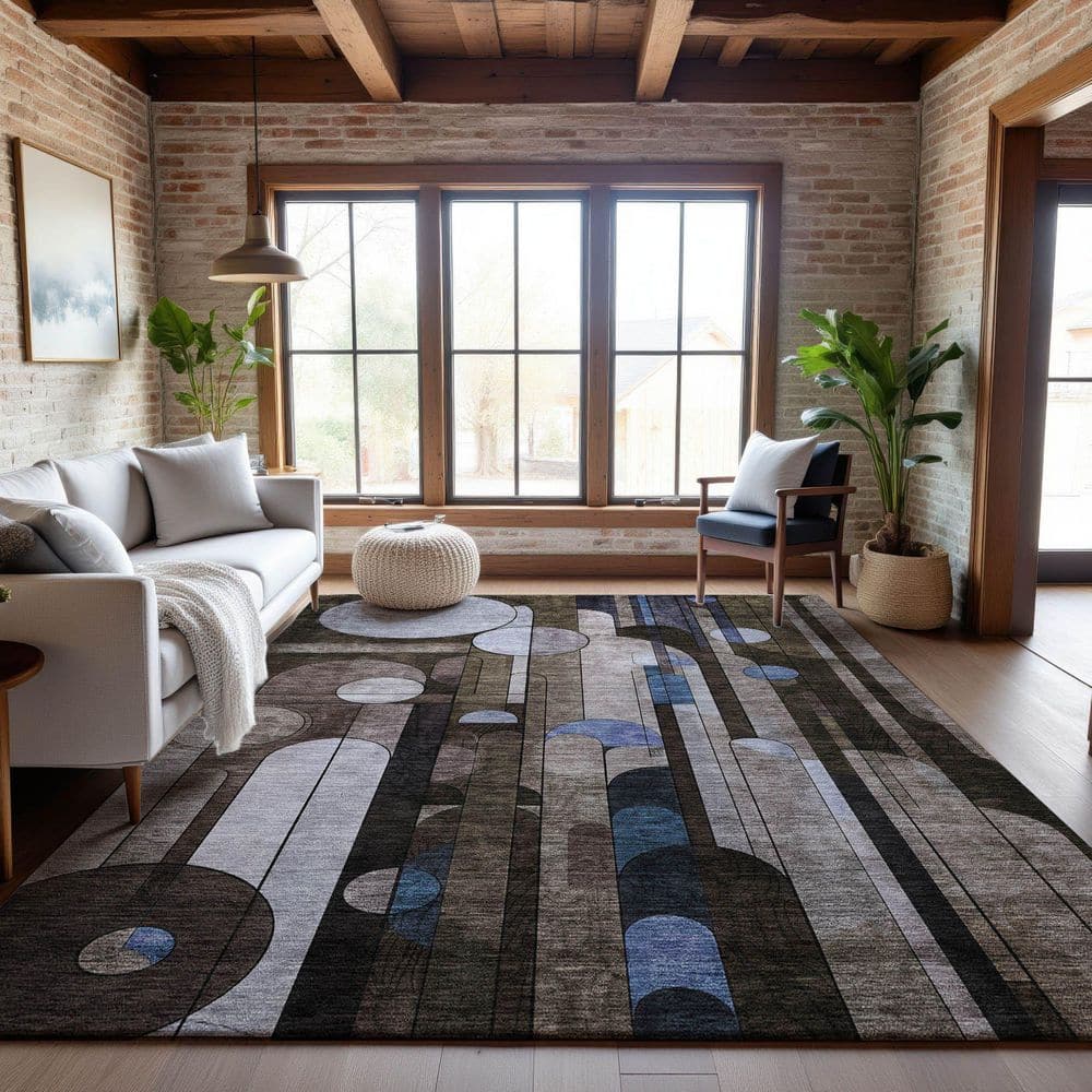 Mayfield Premium Machine Washable Abstract AMF1125 Brown 10 ft. x 14 ft. Area Rug price history on PriceWatchPro