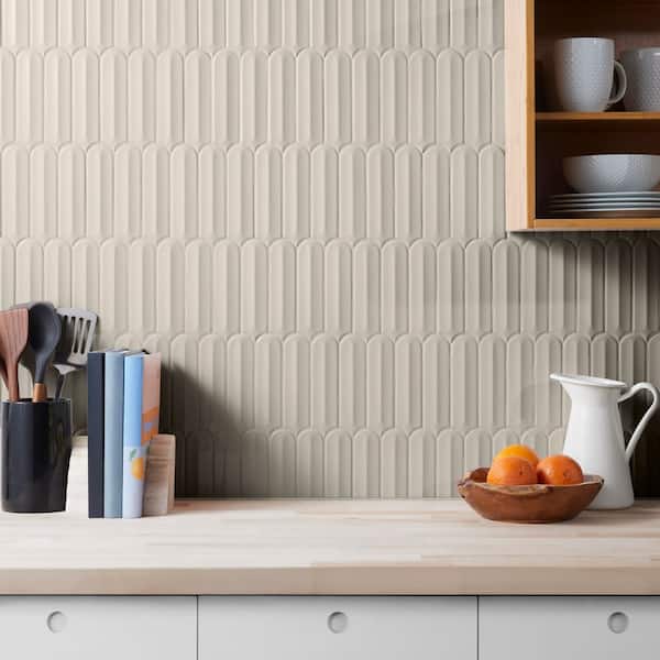 Ivy Hill Tile Medley Feather Mushroom Gray 4 in. x 0.35 in. Glossy
