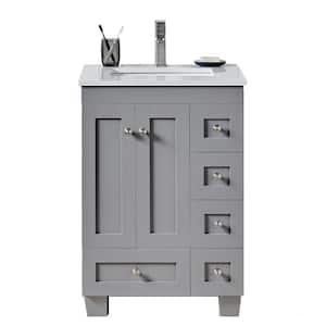Acclaim 24 in. W x 22 in. D x 34 in. H Bath Vanity in Gray with White Quart Top with White Sink