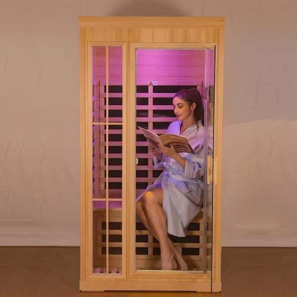 Moray 2-Person Indoor Hemlock Infrared Sauna with 7 Far-Infrared Carbon Crystal Heaters and Chromotherapy