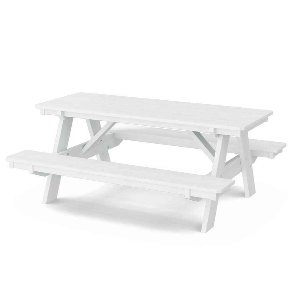 Heritage 72 in. White Rectangle HDPE Plastic Picnic Table Seats 6 People price history on PriceWatchPro