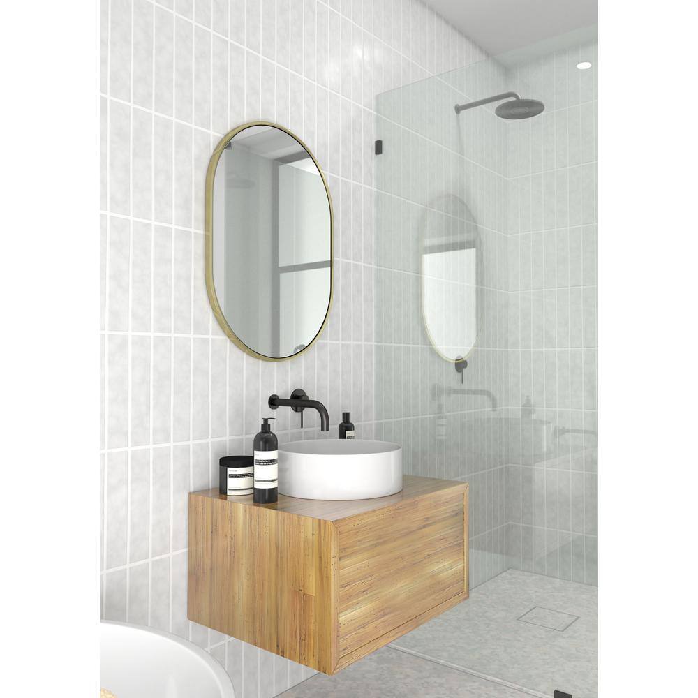 Satin Brass Full Length Rectangular Wood Mirror 28" x 20"